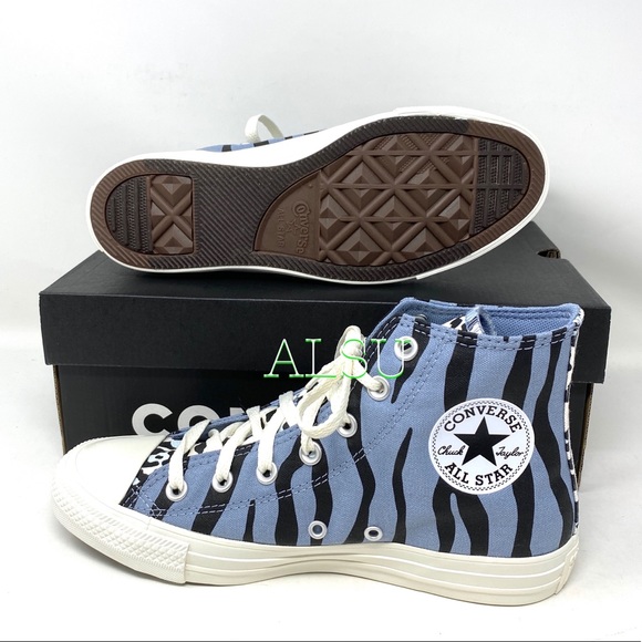 Converse Ctas Canvas High Blue Zebra Women Sneaker - Picture 4 of 8